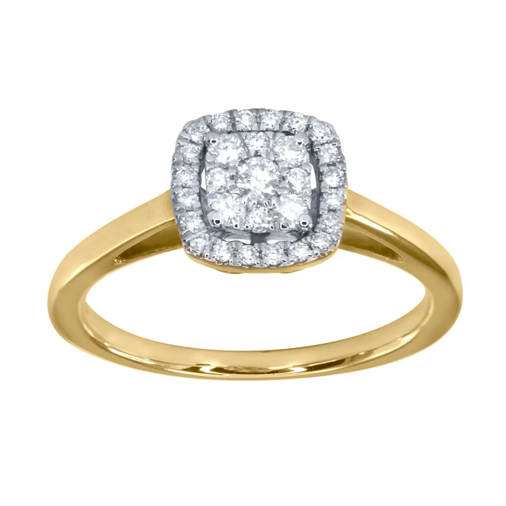 Diamond Cluster Ring 10K Yellow Gold (0.25 ct tw)