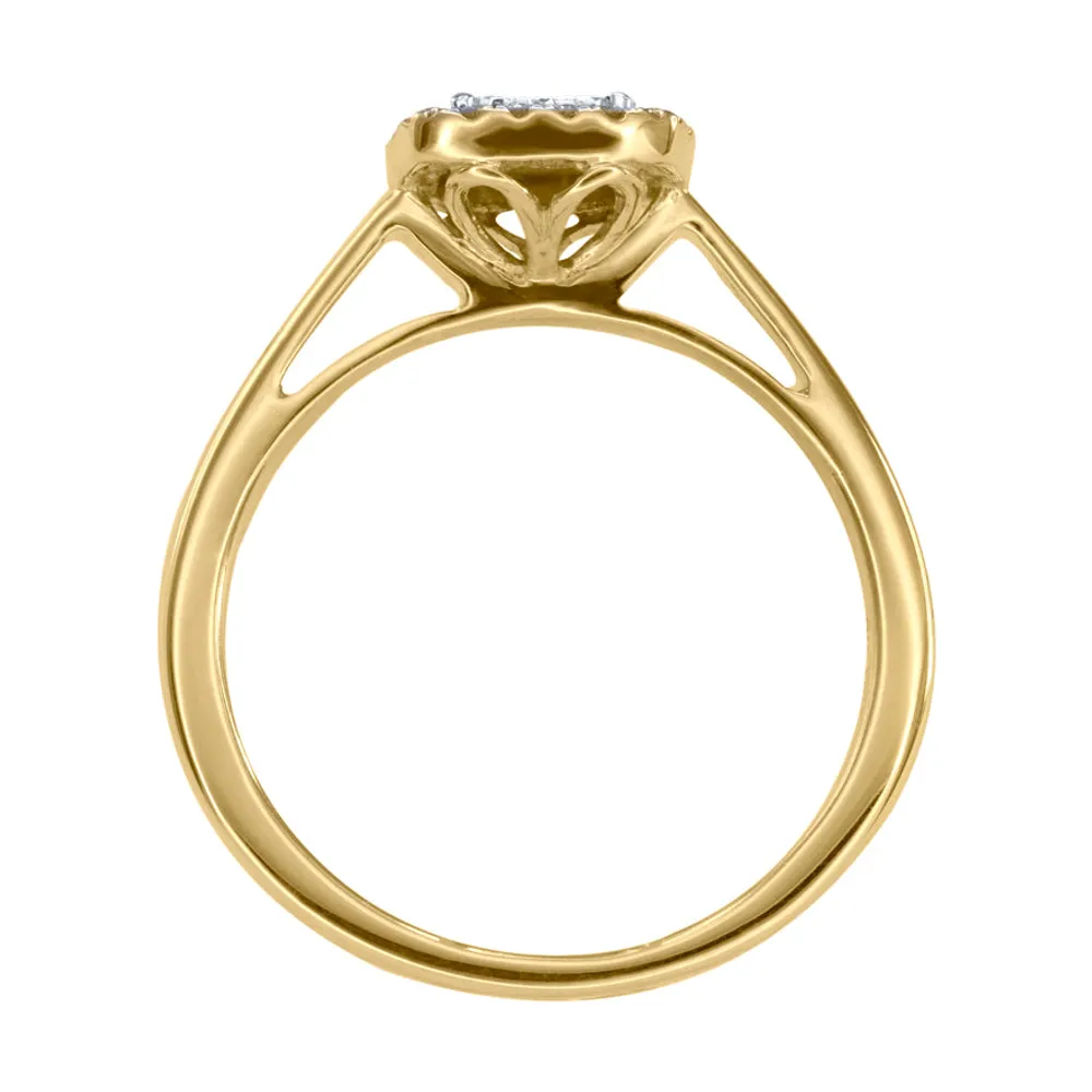 Diamond Cluster Ring 10K Yellow Gold (0.25 ct tw)