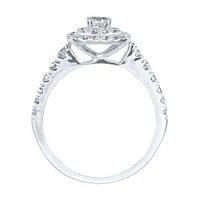 Double Halo Diamond Ring 14K White Gold (0.74ct tw)