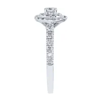 Double Halo Diamond Ring 14K White Gold (0.74ct tw)