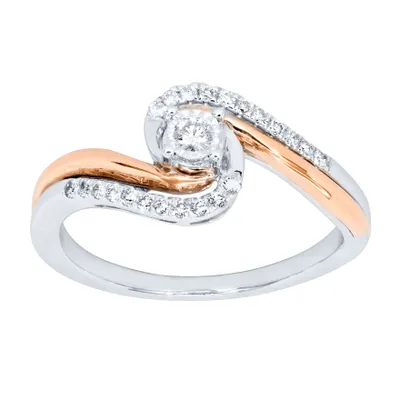 Two-Tone Diamond Promise Ring 10K White and Rose Gold (0.15 ct tw)