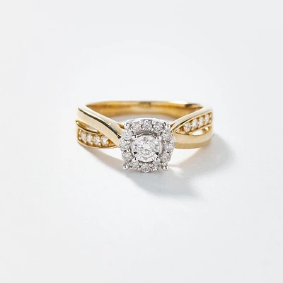 10K Yellow and White Gold Crossover Diamond Engagement Ring (0.30 ct t