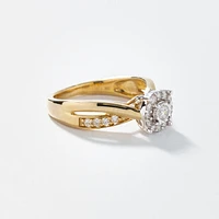 10K Yellow and White Gold Crossover Diamond Engagement Ring (0.30 ct t