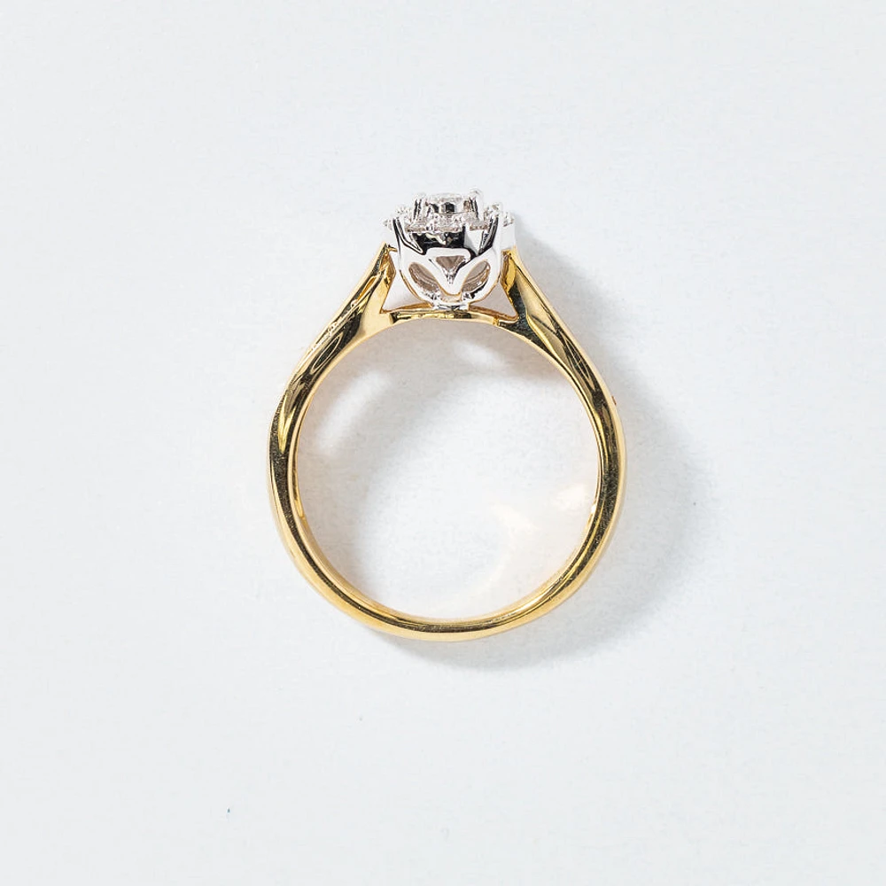10K Yellow and White Gold Crossover Diamond Engagement Ring (0.30 ct t