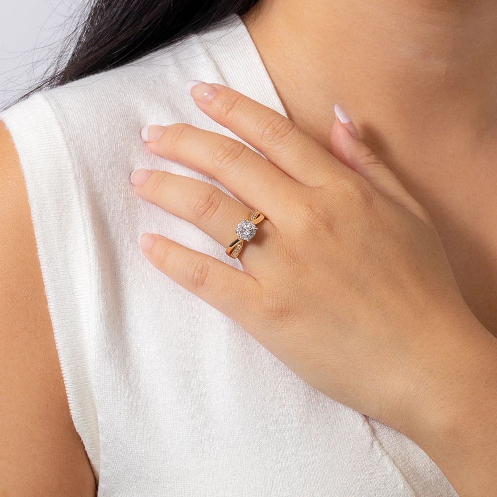 10K Yellow and White Gold Crossover Diamond Engagement Ring (0.30 ct t