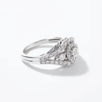 Diamond Cluster Ring 10K White Gold (0.75 ct tw)