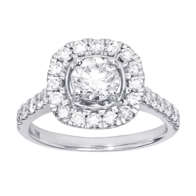 Halo Diamond Engagement Ring 14K White Gold (1.50 ct tw)