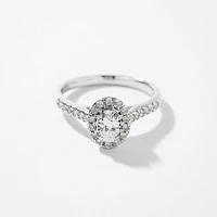 Oval Cut Diamond Engagement Ring 10K White Gold (0.50 ct tw)
