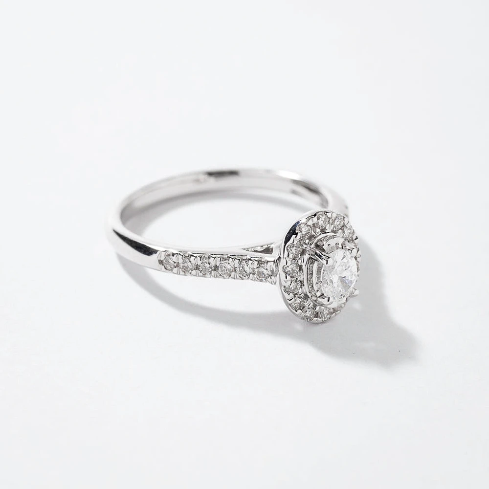 Oval Cut Diamond Engagement Ring 10K White Gold (0.50 ct tw)