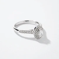 Oval Cut Diamond Engagement Ring 10K White Gold (0.50 ct tw)