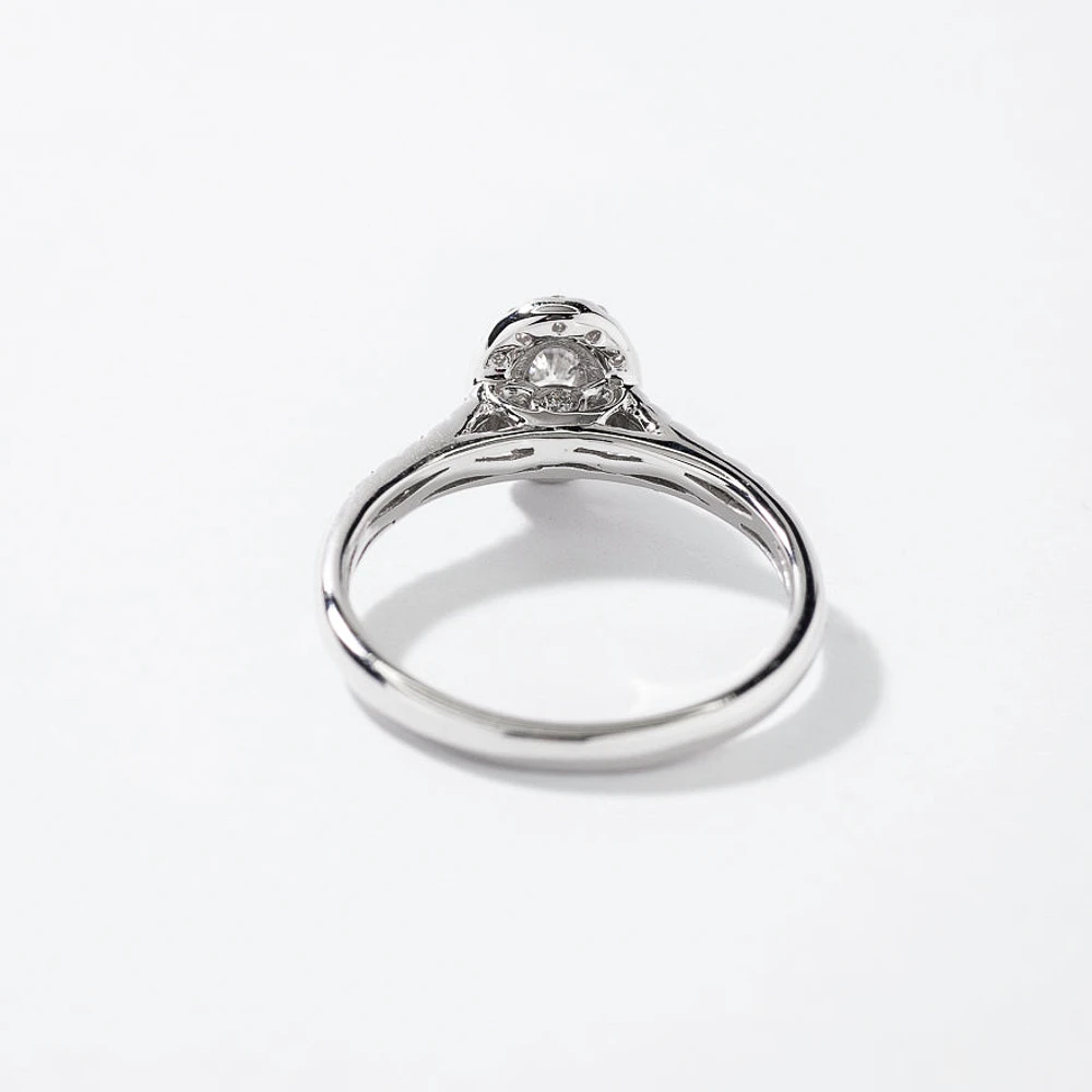 Oval Cut Diamond Engagement Ring 10K White Gold (0.50 ct tw)