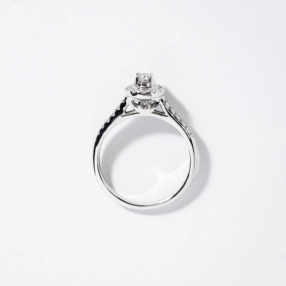 Oval Cut Diamond Engagement Ring 10K White Gold (0.50 ct tw)