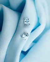 Four Claw Aquamarine Stud Earrings in 14K White Gold