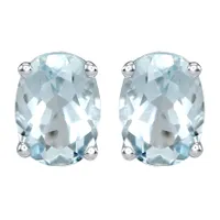 Four Claw Aquamarine Stud Earrings in 14K White Gold