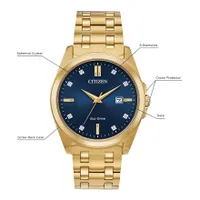 Citizen Corso Eco-Drive Blue Dial Gold Stainless Steel Watch | BM7103-