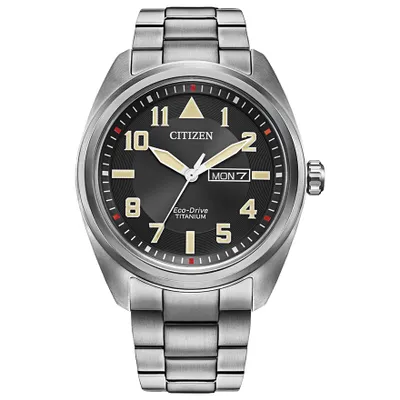 Citizen Eco-Drive Garrison Black Dial Super Titanium Bracelet Watch |