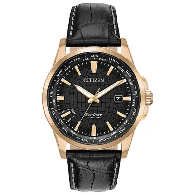 Citizen World Time Perpetual Men's Black Dial Eco-Drive Watch | BX1003