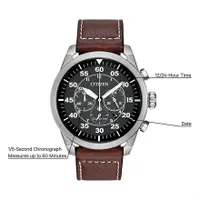 Citizen Men's Avion Eco-Drive Brown Leather Strap Watch | CA4210-24E