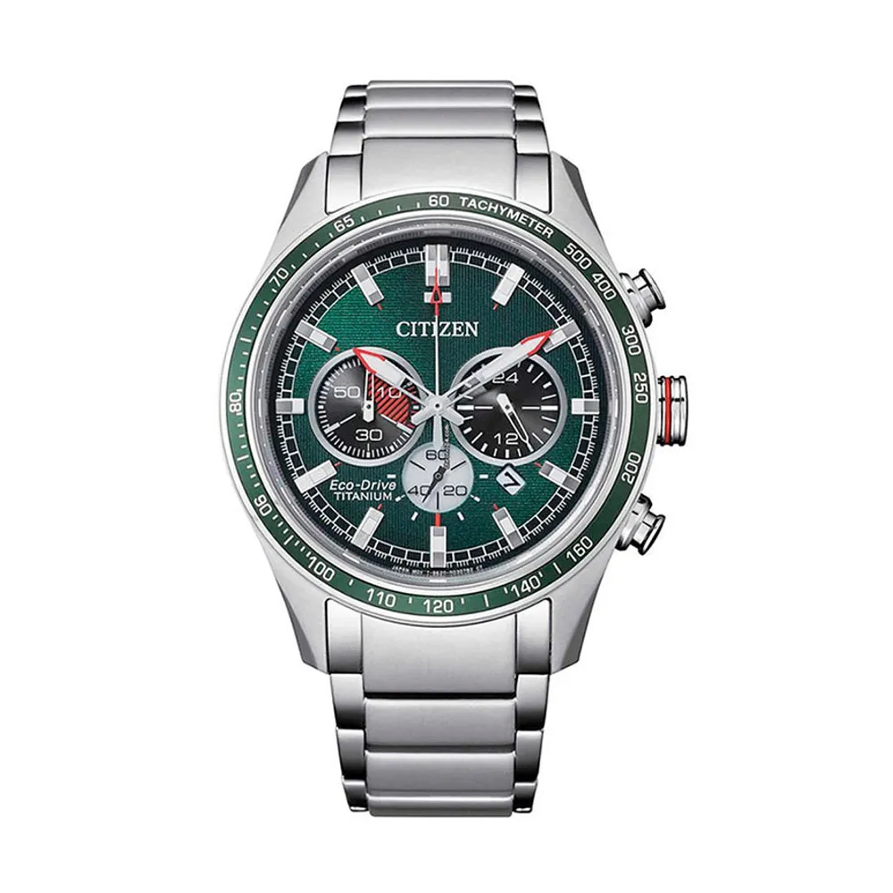 Citizen Eco-Drive Men's Super Titanium Chronograph Watch With Green Di