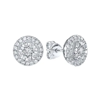 Round Cluster Diamond Stud Earrings in 14K White Gold (0.43ct tw)