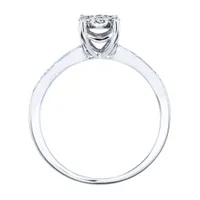 Cluster Centre Petite Engagement Ring 14K White Gold (0.29ct tw)
