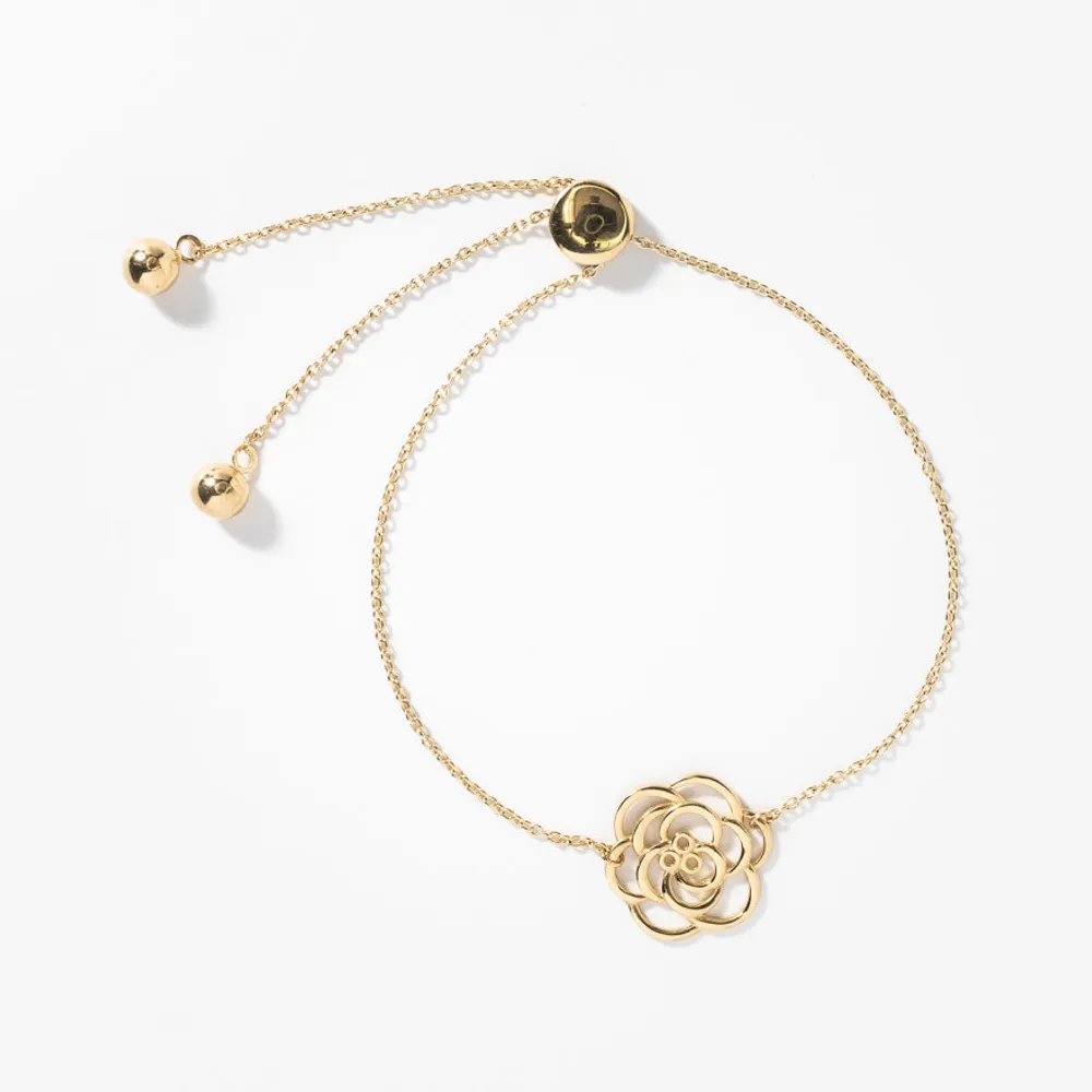 Rose Bolo Bracelet in 10K Yellow Gold