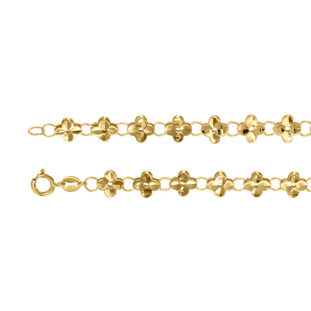 Flower Link Bracelet in 10K Yellow Gold