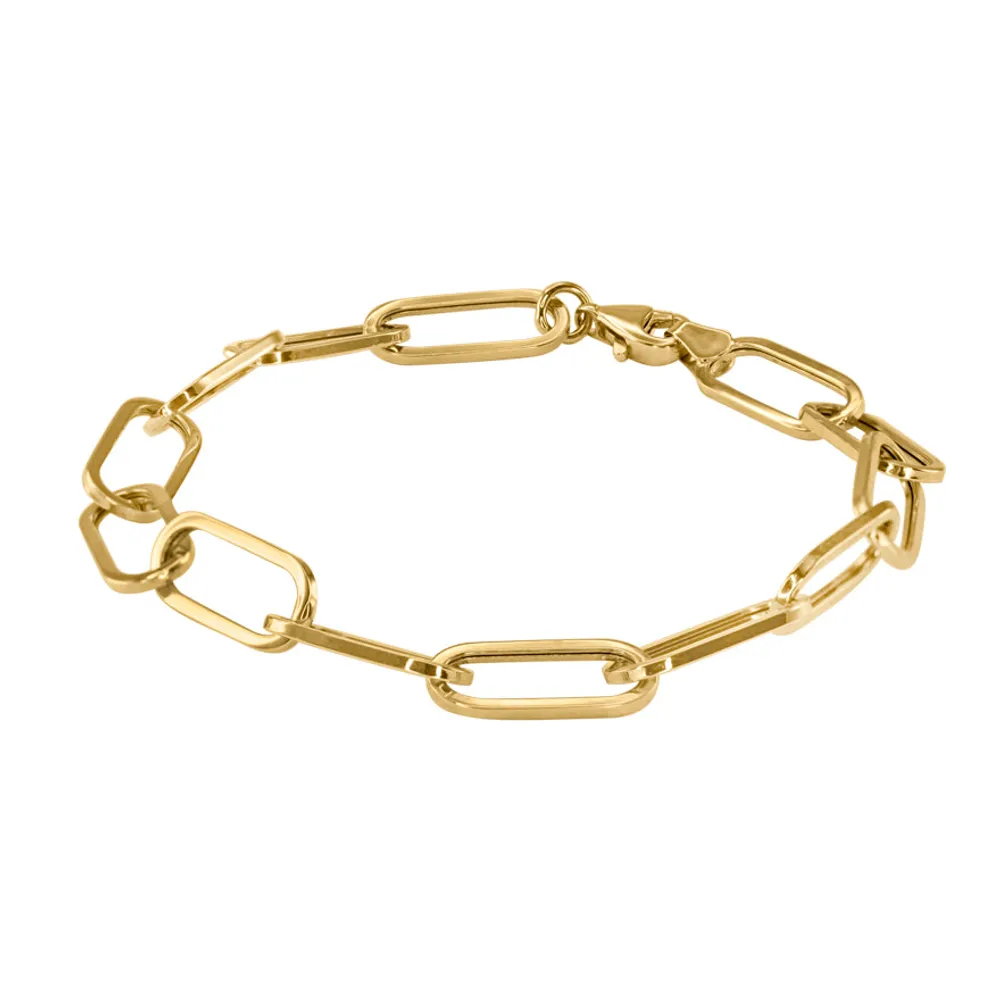 10K Yellow Gold Paper Clip Link Bracelet