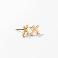 Cross Stud Earrings in 10K Yellow Gold