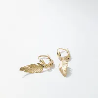 Dangling Leaf LeverbackEarrings in 10K Yellow Gold