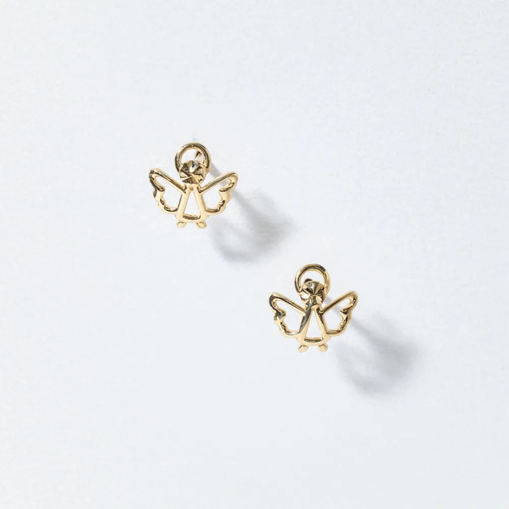 Angel Stud Earrings in 10K Yellow Gold