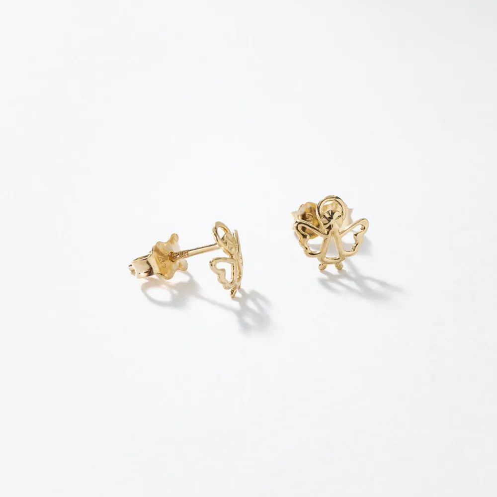 Angel Stud Earrings in 10K Yellow Gold