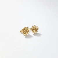 Rose Stud Earrings in 10K Yellow Gold