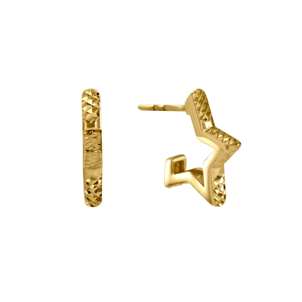 Star Hoop Earrings in 10K Yellow Gold