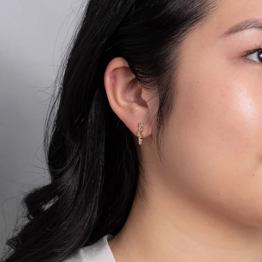 Star Hoop Earrings in 10K Yellow Gold