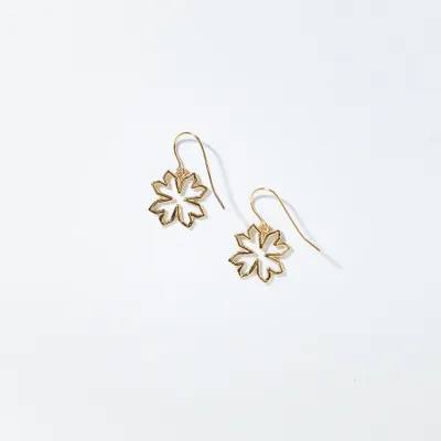 Open Leaf Drop Earrings In 10K Yellow Gold