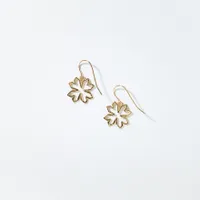 Open Leaf Drop Earrings In 10K Yellow Gold