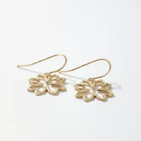 Open Leaf Drop Earrings In 10K Yellow Gold