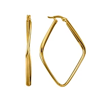 Diamond Shape Hoop Earrings in 10K Yellow Gold