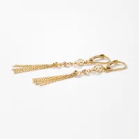 Open Leaf Tassel Drop Earrings in 10K Yellow Gold