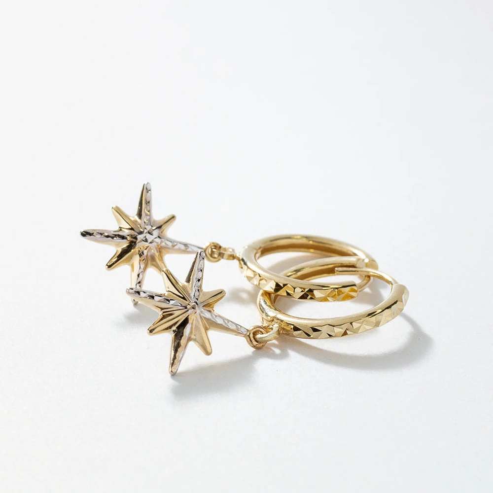 North Star Dangle Earrings in 10K Yellow Gold