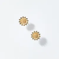 Sunflower Stud Earrings in 10K Yellow Gold