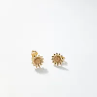 Sunflower Stud Earrings in 10K Yellow Gold