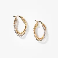 Oval Twist Earrings in 10K Yellow and White Gold