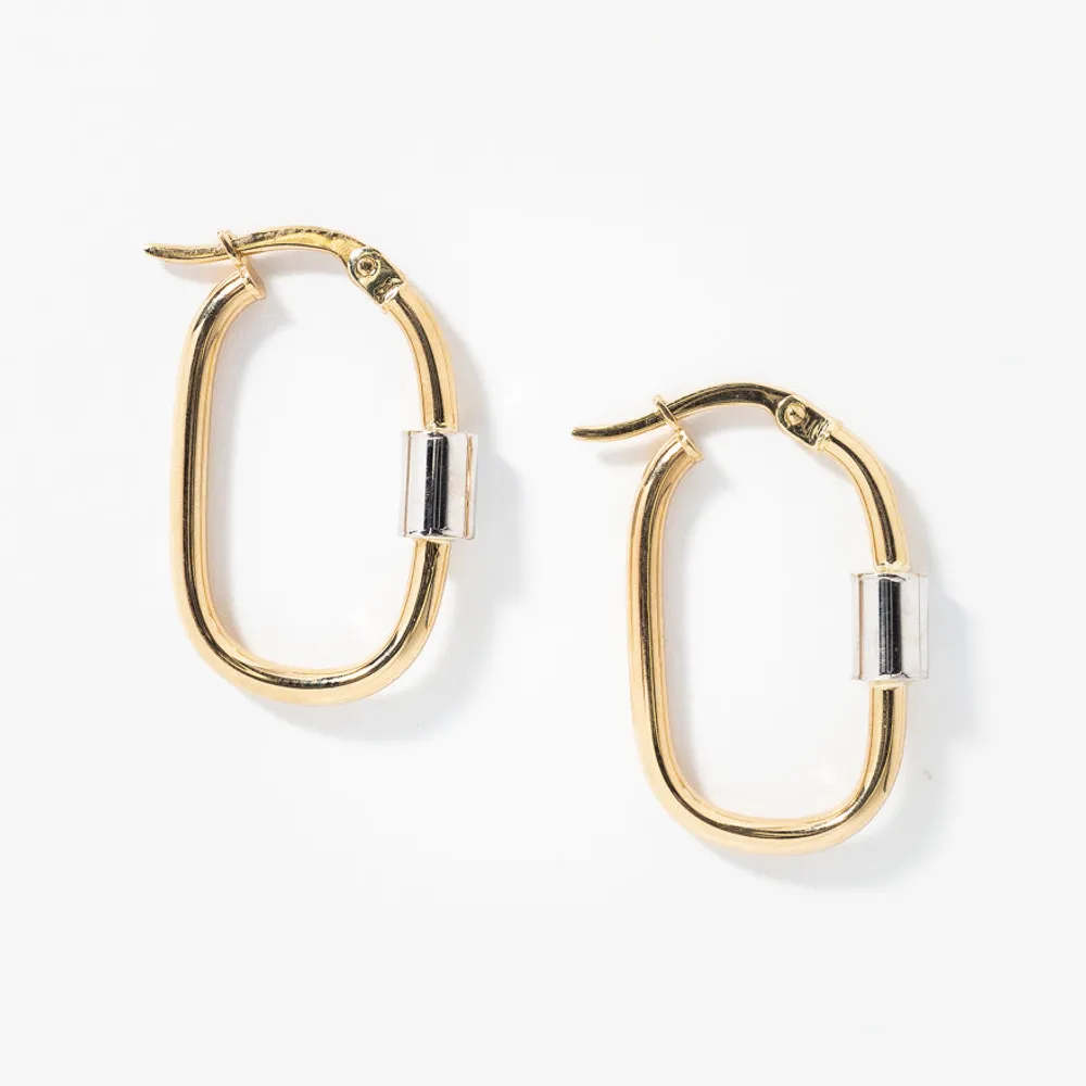 Carabiner Hoop Earrings In 10K Yellow Gold