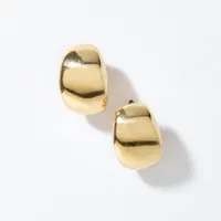 Wide Dome J-Hoop Earrings in 10K Yellow Gold