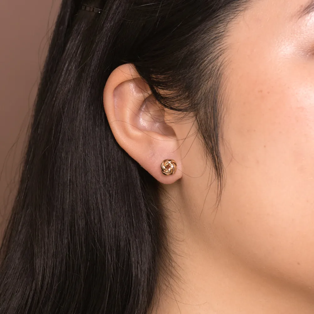 Love Knot Stud Earrings in 10K Yellow Gold