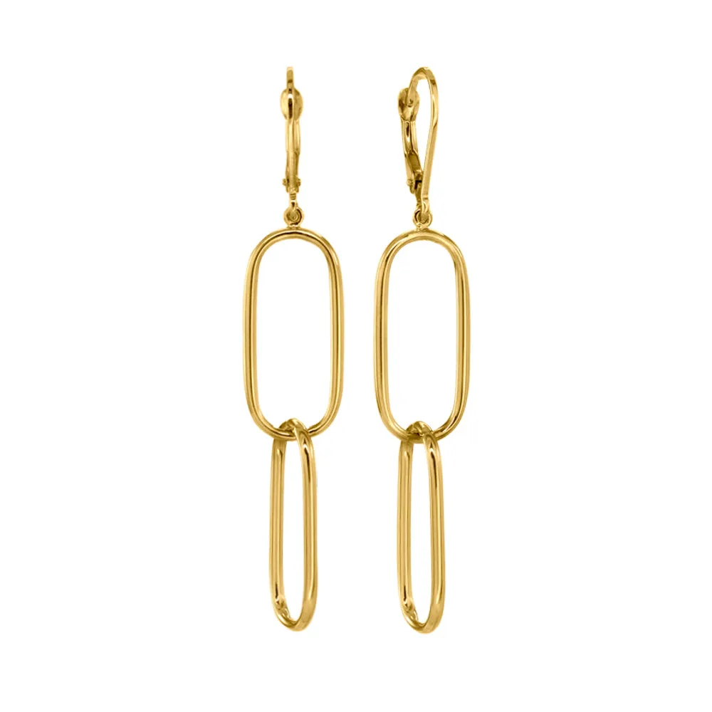 Paper Clip Earrings In 10K Yellow Gold