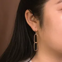 Paper Clip Earrings In 10K Yellow Gold