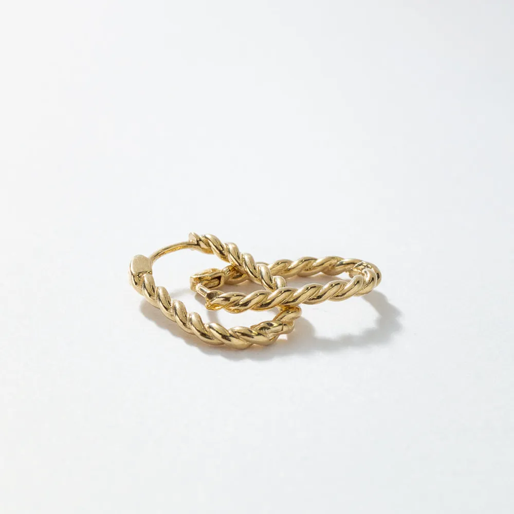 Rectangle Twist Hoop Earrings in 10K Yellow Gold